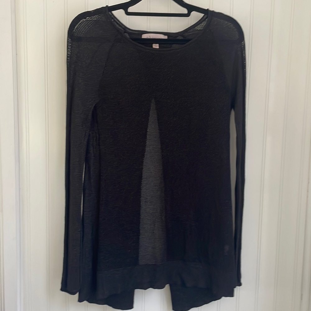 PHILOSOPHY women’s black sheer mesh long sleeve open back sweater cover up S